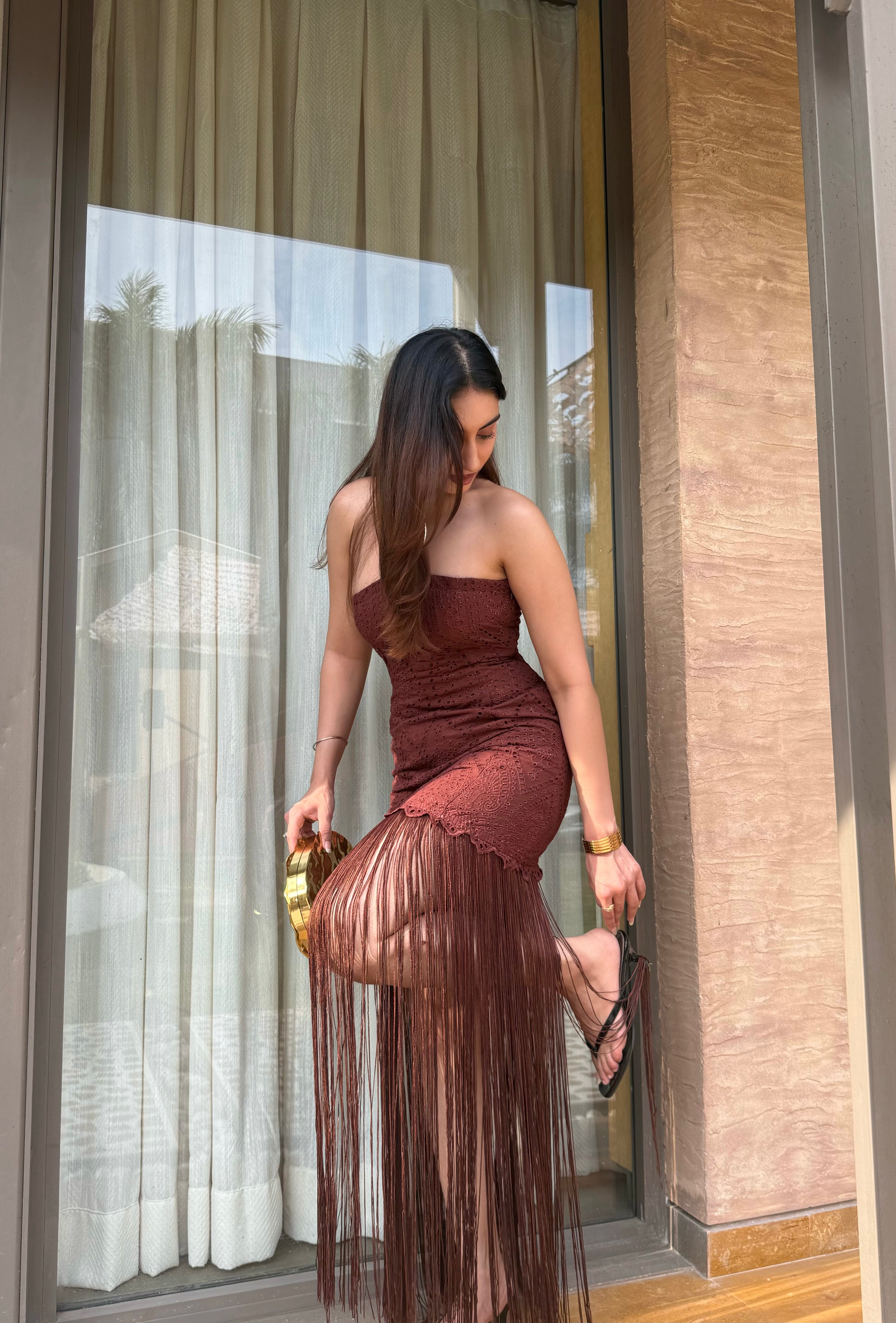 Cocoa Fringe Dress