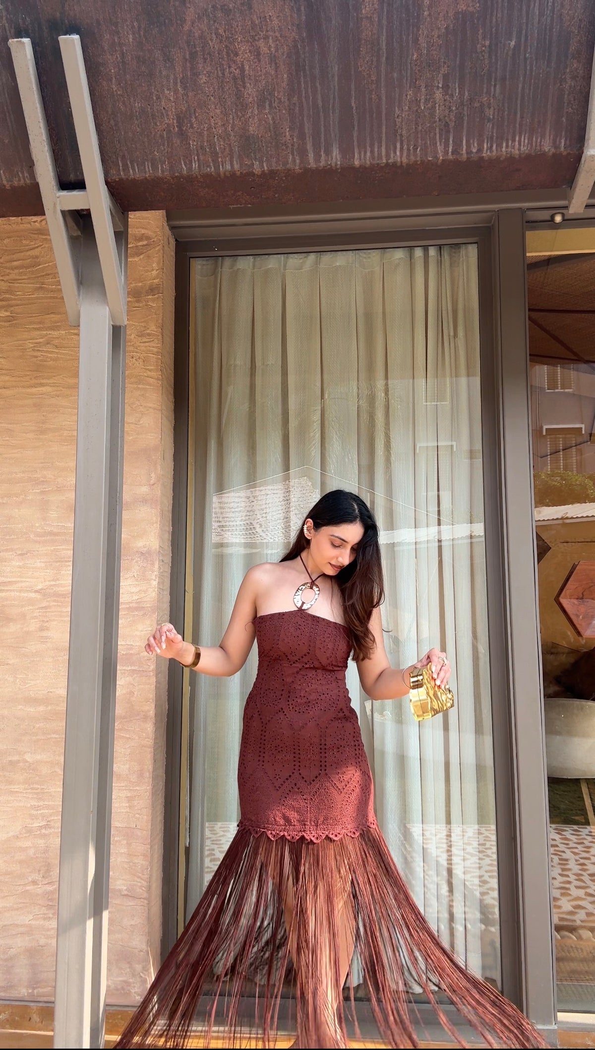 Cocoa Fringe Dress